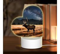 Phayah Elk in the Meadow Pattern 3D Led Light Lamp Cavo USB Regolabile 3 Modalità Base Show Stand per Sala di Natale Ristorante Bar Negozio