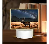 Phayah Elk in the Meadow Pattern 3D Led Light Lamp Cavo USB Regolabile 3 Modalità Base Show Stand per Sala di Natale Ristorante Bar Negozio