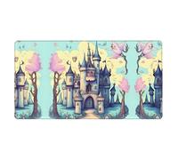 PHAYAH Fairytale Castle - Tappetino per mouse da gioco esteso 40,6 x 74,9 cm, grande base in gomma antiscivolo con bordi cuciti, tappetino per tastiera da scrivania per giochi e ufficio