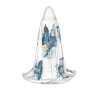PHAYAH Farfalla blu su fiore Flo modello Halloween adulto accappatoio con cappuccio mantello, donna uomo Halloween Dress Up Party Cosplay costumi L