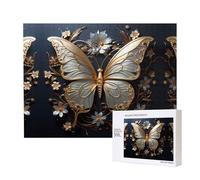 Phayah Farfalle bianche oro puzzle per adulti 500 pezzi giocattoli per lo sviluppo dell'intelligenza dei bambini 20,4 x 38,1 cm