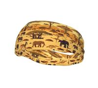 Phayah Fasce per il sudore con motivo animali africani prateria allenamento sport fascia assorbente ampia per basket calcio ciclismo corsa yoga