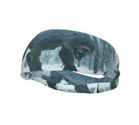 Phayah Fasce per il sudore con motivo di animali della foresta innevata, per allenamento, sport, fascia assorbente, ampia per basket, calcio, ciclismo, corsa, yoga