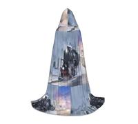 PHAYAH Felpa con cappuccio unisex con motivo treno a vapore Depart Tramonto con cappuccio per cosplay, Halloween, feste in maschera, L