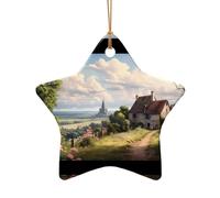 Phayah Fiaba Campagna Modello Ceramica a Forma di Stella Ornamento Albero di Natale Capodanno Casa Souvenir per Incontri Decorazione Appeso