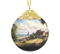 Phayah Fiaba Campagna Modello Vetro Forma Rotonda Albero di Natale Ornamento Fibbia in Metallo Oro per Famiglia Capodanno Casa Souvenir Incontri