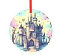 Phayah Fiaba Castello Modello Hristmas Vetro Ciondolo Rotondo Albero di Natale Ornamenti Homefor Incontri Decorazione