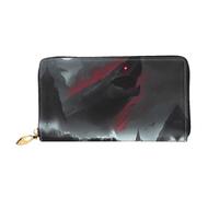 PHAYAH Giant Shark In The Sea Pattern Portafoglio Donna Lungo Frizione Zip Intorno Viaggio Borsa In Pelle Grande Capacità Porta Carte di Credito