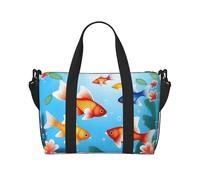 Phayah Golden Fish Borsone da viaggio, borsa sportiva da palestra, borsa a tracolla per weekender da donna, nero, taglia unica, Nero, One Size