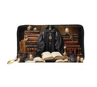 PHAYAH Grimoire Strano Mondo Modello Portafoglio Donna Lungo Frizione Zip Intorno Viaggio Borsa in Pelle Grande Capacità Porta Carte di Credito