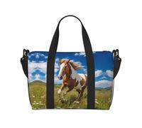 Phayah Horses On The Prairie Borsone da viaggio, borsa sportiva da palestra, borsa a tracolla da donna, Nero , Taglia unica