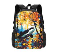 PHAYAH Killer Whale In The Woods Modello Leggero 16.5 In Borsa Del Computer Portatile Per Le Ragazze Donne Casual Spalle Zaino