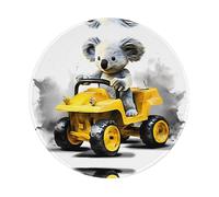 PHAYAH Koala Learning to Drive Pattern, tappetino per mouse rotondo impermeabile antiscivolo base in gomma desktop protezione tappetino diametro 20,1 cm