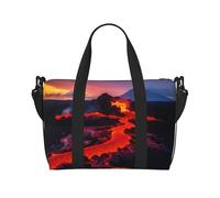 Phayah Lava Fire Sea Borsone da viaggio Weekender Pernottamento Palestra Tote per donne ragazze Borsa a tracolla Allenamento Resistente all'acqua, Nero, Taglia unica, Nero, One Size
