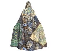 PHAYAH Leopardo addormentato mantello lungo con cappuccio mantello in poliestere strega costumi di Halloween per cosplay costume donna uomo