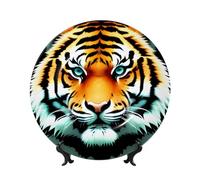 PHAYAH Little Fat Tiger Head Pattern Bone China Piatto decorativo 15,2 cm piatti decorativi con espositore piatti rotondi per la decorazione di casa ufficio