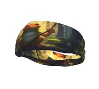 Phayah Little Frog - Fascia elastica per capelli con motivo a rana oscillante, per donne e uomini, per yoga, corsa, umidità, traspirante, fascia elastica per la testa