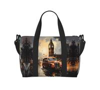 Phayah London Color Taxi Travel Duffel Bag,Sports Tote Gym Bag,Shoulder Weekender Pernottamento Bag Per Le Donne, Nero, Taglia Unica, Nero, One Size