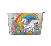 PHAYAH Lots Of Tasty Food Patterned Cosmetic Bag Portatile di Grande Capacità Cosmetici Bag Velluto A Coste Cerniera Toiletry Bag Borsa Da Viaggio, Unicorni dei cartoni animati, Taglia unica