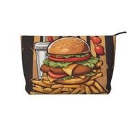 PHAYAH Lots Of Tasty Food Patterned Cosmetic Bag Portatile di Grande Capacità Cosmetici Bag Velluto A Coste Cerniera Toiletry Bag Borsa Da Viaggio, Hamburger Oversize Cartoon, Taglia unica