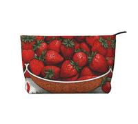 PHAYAH Lots Of Tasty Food Patterned Cosmetic Bag Portatile di Grande Capacità Cosmetici Bag Velluto A Coste Cerniera Toiletry Bag Borsa Da Viaggio, Fragole Carine, Taglia unica