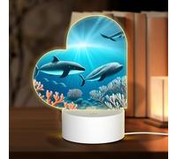 PHAYAH Luce notturna a forma di cuore con balene sotto il mare con cavo USB regolabile in 3 colori, per adulti e bambini, camera da letto