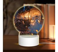 PHAYAH Luce notturna con motivo Cenerentola, rotonda, a LED, con cavo USB, regolabile, 3 colori, per adulti e bambini, camera da letto