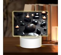 PHAYAH Luce notturna in acrilico con motivo a cuore misterioso nero con porta USB, interruttore touch, regalo di compleanno per familiari e amici