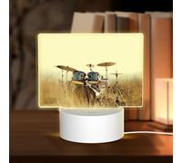 PHAYAH Luce notturna in acrilico con motivo musicale a tamburo in campo, con porta USB, interruttore touch, regalo di compleanno per amici e familiari
