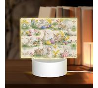 PHAYAH Luce notturna vintage in acrilico con motivo coniglietto pasquale con porta USB, interruttore touch, regalo di compleanno per familiari e amici