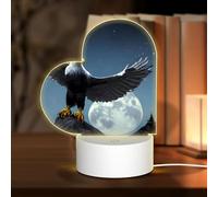 PHAYAH Luci notturne decorative a forma di cuore con aquila sotto le stelle, con spina USB, lampada da tavolo con 3 modalità di illuminazione regolabili, per camera da letto, soggiorno, bar