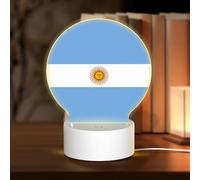 PHAYAH Luci notturne decorative rotonde con motivo bandiera argentina con spina USB Lampada da tavolo con 3 modalità di illuminazione regolabili per camera da letto, soggiorno, caffè