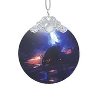 Phayah Magico motivo subacqueo in vetro rotondo a forma di albero di Natale ornamento fibbia in metallo argento per famiglia Capodanno casa souvenir riunioni