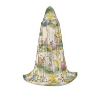 PHAYAH Mantello con cappuccio per Halloween con coniglietto pasquale con fiore vintage, mantello con cappuccio, costume da donna e uomo, per Halloween, feste e cosplay, L