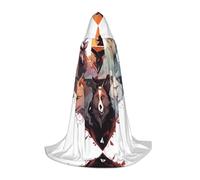 PHAYAH Mantello con cappuccio per Halloween con motivo lupi e renne, per adulti, per Halloween, feste e cosplay, taglia M