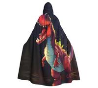 PHAYAH Mantello lungo con cappuccio a forma di dinosauro dalla bocca grande mantello in poliestere strega costumi di Halloween per costume cosplay donne uomini