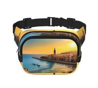 Phayah Marsupio con motivo tramonto a Barcellona, per uomini e donne, marsupio per viaggi, escursionismo, corsa, sport all'aria aperta