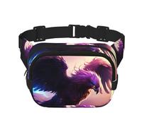Phayah Marsupio viola con grifone fiamma, per uomo, donna, allenamento, viaggi, casual, corsa, escursionismo, ciclismo, marsupio