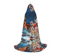 PHAYAH Merry Christmas Pattern Halloween stregoneria stregoneria con cappuccio mantello Natale felpa con cappuccio cosplay festa in maschera vestito regalo costume S