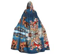 PHAYAH Merry Christmas Pattern Halloween stregoneria stregoneria con cappuccio mantello Natale felpa con cappuccio Cosplay festa in maschera vestito regalo costume