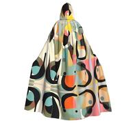 PHAYAH Mid-Century Modern Art Cat Pattern Halloween stregoneria stregoneria con cappuccio mantello con cappuccio Natale felpa cosplay festa in maschera vestito regalo costume