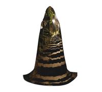 PHAYAH Midnight Dim Path Pattern Halloween stregoneria stregoneria accappatoio con cappuccio mantello con cappuccio natalizio cosplay festa in maschera vestito regalo costume medio