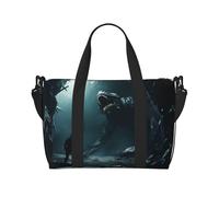 Phayah Monster Under The Sea Borsone da viaggio Weekender Pernottamento Palestra Tote per donne ragazze Borsa a tracolla Allenamento Resistente all'acqua, nero, Taglia unica