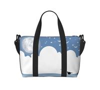 Phayah Moon Starry Night Travel Duffle Bag Weekender Pernottamento Palestra Tote per Donne Ragazze Borsa a Tracolla Allenamento Resistente all'acqua, Nero, Taglia Unica, Nero, One Size