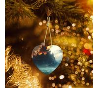 Phayah Mysterious City in the Sea Pattern Ceramic Heart Shaped Christmas Tree Ornaments, Family New Year Home Souvenir per raduni