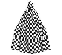 PHAYAH Nero E Bianco A Scacchi Modello Adulto Con Cappuccio Mantello Con Cappuccio Veste Mantello Delle Donne Degli Uomini Halloween Dress Up Partito Cosplay Costumi