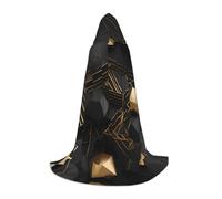PHAYAH Nero e oro Plaid Modello Halloween Adulto Cappuccio Veste Mantello, Donne Uomini Halloween Dress Up Party Cosplay Costumi Piccolo