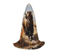 PHAYAH North American Bison Herd Pattern Halloween stregoneria stregoneria cappuccio mantello con cappuccio Natale felpa cosplay festa in maschera vestito regalo grande