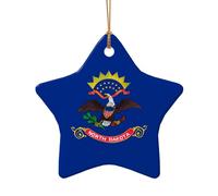 Phayah North Dakota State Flag Pattern Ceramic Star Shape Christmas Tree Ornament Capodanno Home Souvenir per raduni Decorazione da appendere