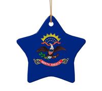 Phayah North Dakota State Flag Pattern Ceramic Star Shape Christmas Tree Ornament Capodanno Home Souvenir per raduni Decorazione da appendere